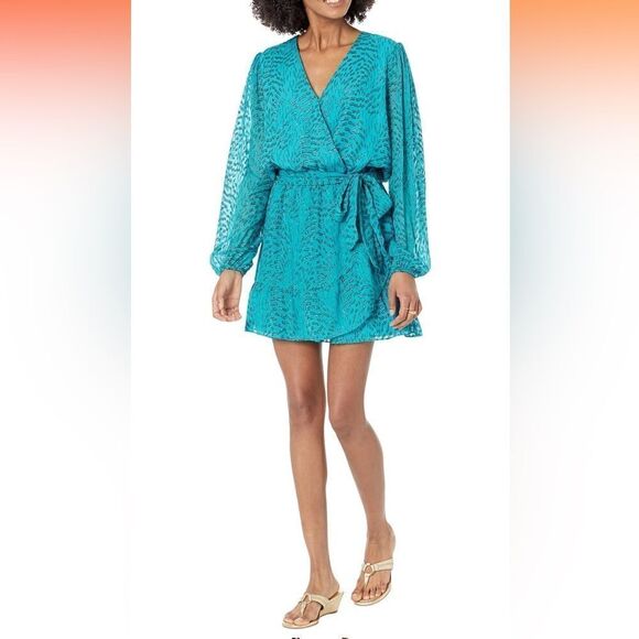 NWT Lilly Pulitzer Allie Long Sleeve Romper - Teal Bay X small - Picture 1 of 11